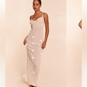 BHLDN JULES BEADED MAXI DRESS US SIZE 10 Appliqué Crochet Maiden Beach